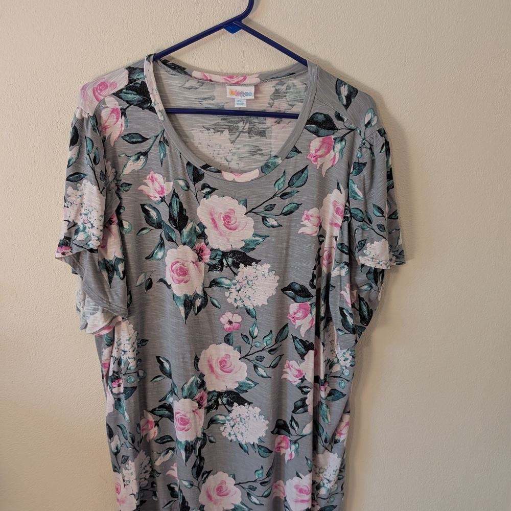 Floral Gray and Pink T-Shirt